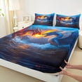 thumbnail image 3 of jejeloiu Cartoon Animal Dragon Full Size Sheets,Western Fantasy Theme Bed Sheets,Orange Blue Sheet Sets For Kids,Ultra Soft Home Decor,4-Piece, 3 of 7