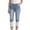 Blue, variant on QURATI Women's Light Wash Denim with Lace Cuffs | Slim Fit Cropped Jeans Womens Bottoms Black L
