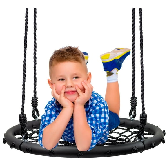 Sorbus Spinner Swing – Kids Indoor/Outdoor Round Web Swing – Great for Tree, Swing Set, Backyard, Playground, Playroom – Accessories Included