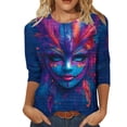 thumbnail image 2 of Mardi Gras Sweatshirt for Women Plus Size 3/4 Sleeve Striped Fat-Tuesday T-Shirt Funny Graphic Crew Neck New-Orleans Carnival Party Tee Tops Festival Outfits, 2 of 6