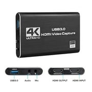 4K Audio Video Capture Card, USB 3.0 HDMI-Compatible Capture Device, Video Converter 1080P 60fps Capture Card for Gaming, Supports Live Video Capture Black By EKIDAZB