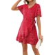 thumbnail image 2 of Vestidos de verano para mujer con cuello en V y volantes de lunares suizos, 2 of 5