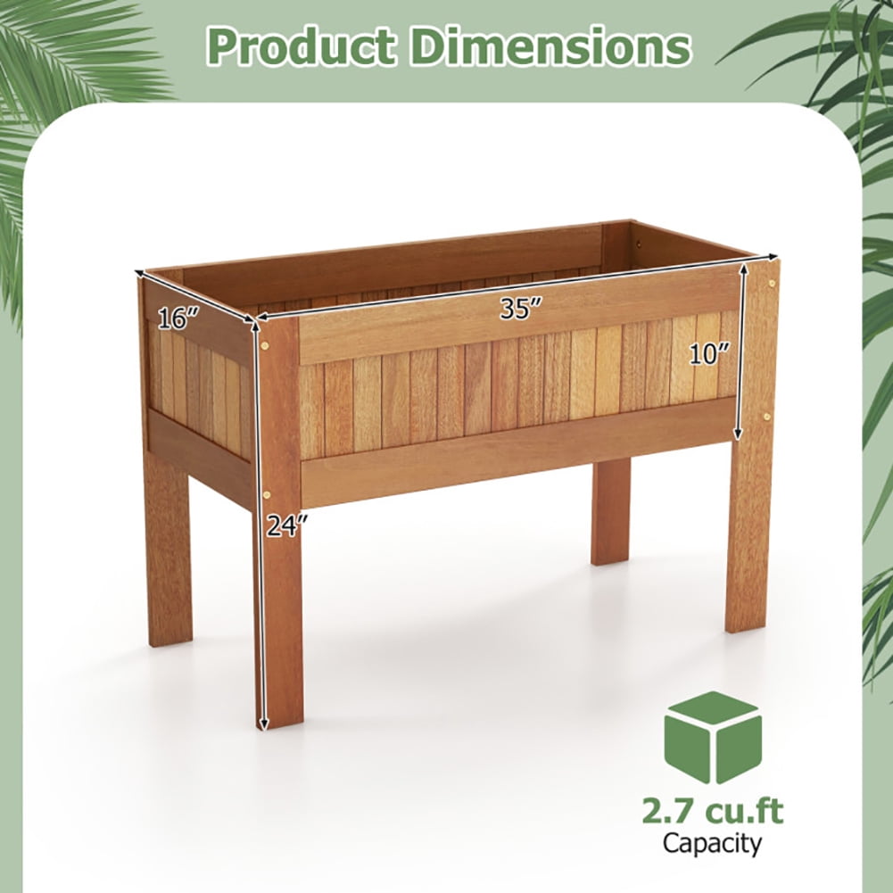 Kadyn Wooden Raised Garden Bed Solid Wood Elevated Planter Box with Legs