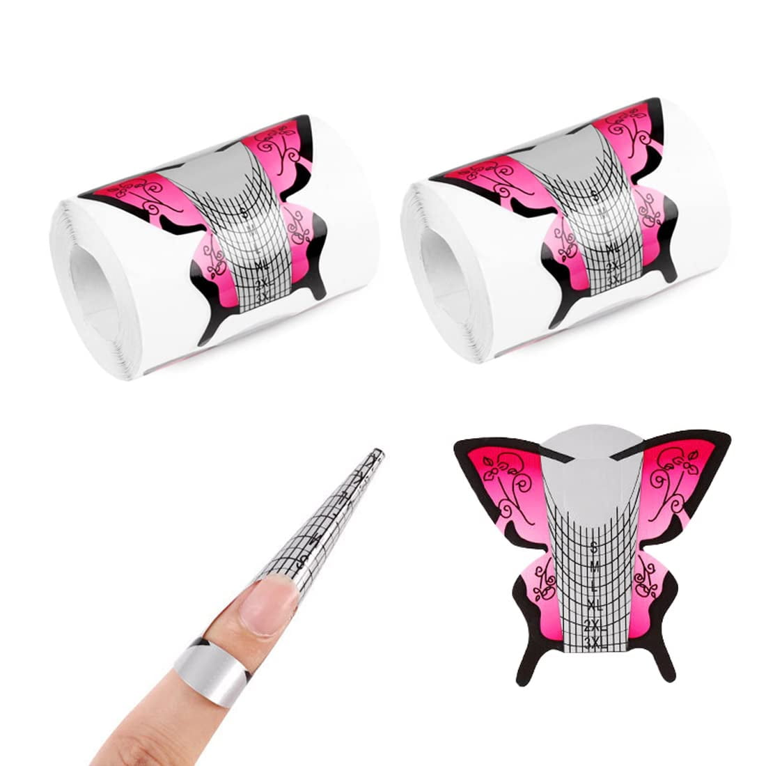 200PCS Nail Forms for Acrylic Nails Nail Extension Forms Poly Gel Nail