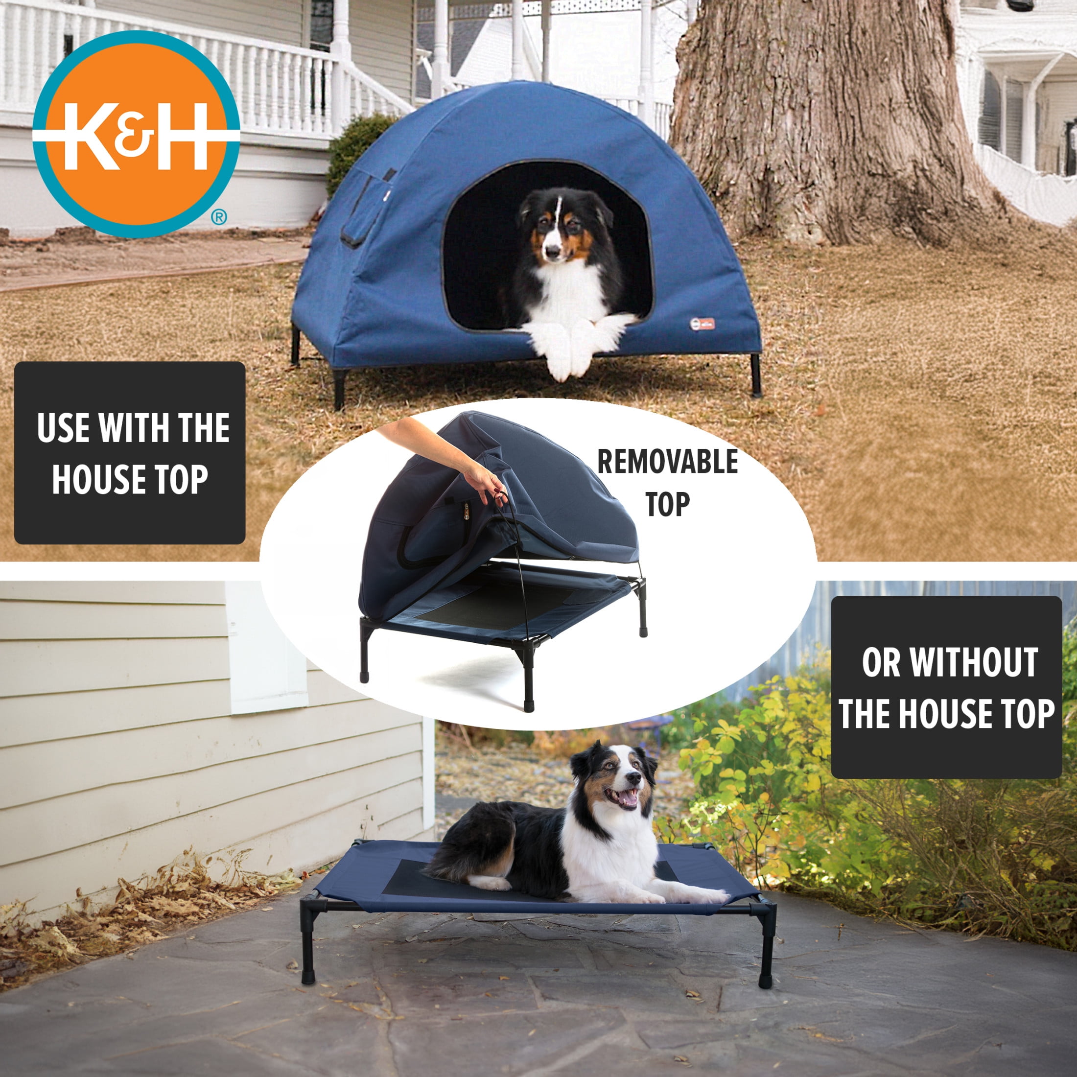 K&H Pet Products Original Pet Cot House Navy Blue Large 42 X 30 X 32 Inches