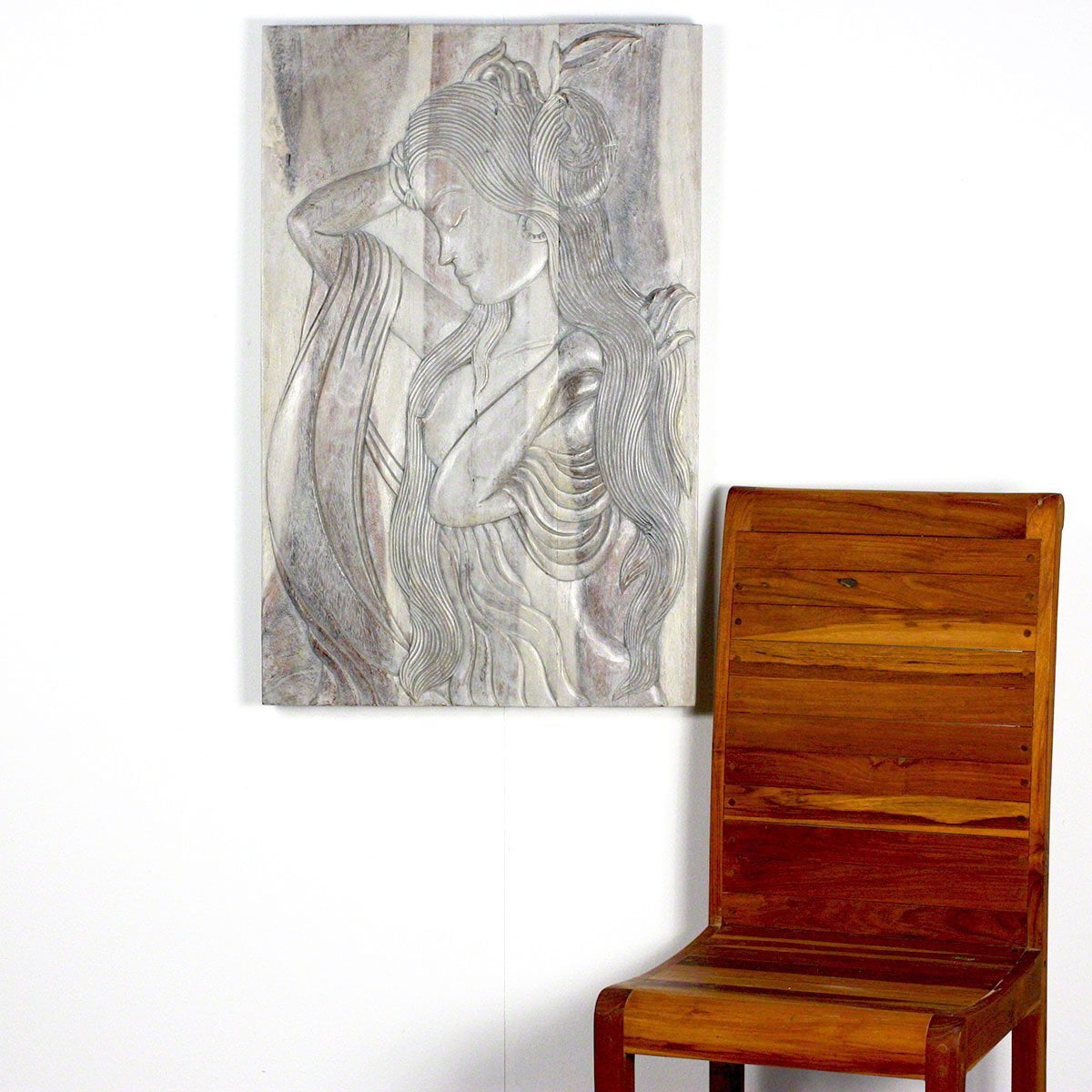 Haussmann® Wood Phuying Woman 24 x 36 in H Agate Grey