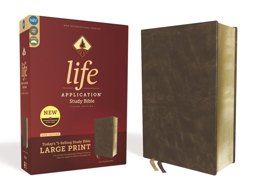 NIV Life Application Study Bible, Third  Niv, Life Application Study Bible, Third Edition, Large Print, Bonded Leather, Brown, Red Letter Edition, (Hardcover)