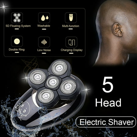 5 Head Floating Shaving Bald Head Men's Electric Beard Razor Foil Shaver Cordless Wet & Dry Shaver OR 1 PC Replacement Shaver (Best Razor For Shaving Head Bald)