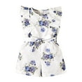 thumbnail image 1 of Odeerbi 3M-6Y Niñas Verano Rompers Ruffle Floral Sudadera Manga Corta Suspensión Pantalones Cortos Generales Con Cintura, 1 of 3