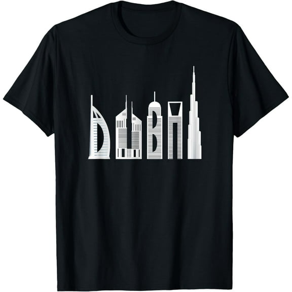 Dubai T-shirt skyline souvenir famous buildings typography T-Shirt