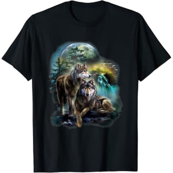 Men Women Wolf For Moon Graphic T-Shirt, Size S-5XL