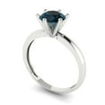 thumbnail image 2 of 1 ct Round Cut Natural London Blue Topaz Solitaire 18K White Gold Womens Engagement Ring, 2 of 5