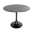 thumbnail image 6 of LeisureMod 5-Piece Dining Set with 35" Round MDF Top Table with Black Iron Base and 4 ABS Plastic Side Chair with Chrome Eiffel Design for Modern Home Bristol Collection in Transparent Red, 6 of 11