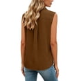 thumbnail image 5 of BRGZLK Women's Sleeveless Shirts Summer Fashion Solid Color Linen Button Down Lightweight Breathable Comfy Dressy Casual Loose Fit Office Tank Tops Coffee XL, 5 of 5