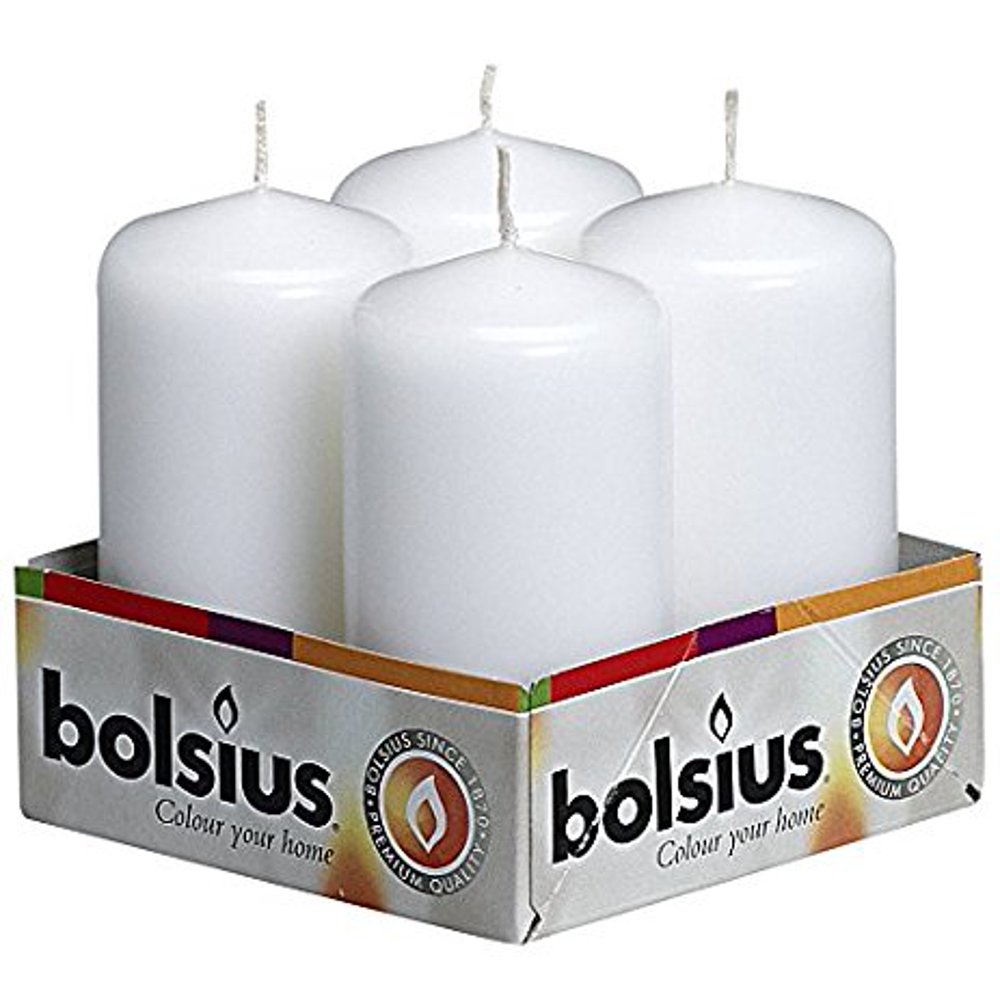 Bolsius Pack of 4 White Pillar Candles 2X4 Inch