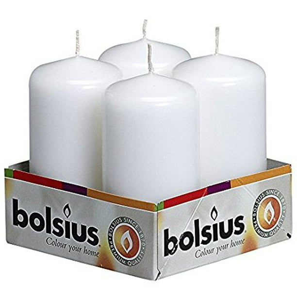 Bolsius Pack of 4 White Pillar Candles 2X4 Inch