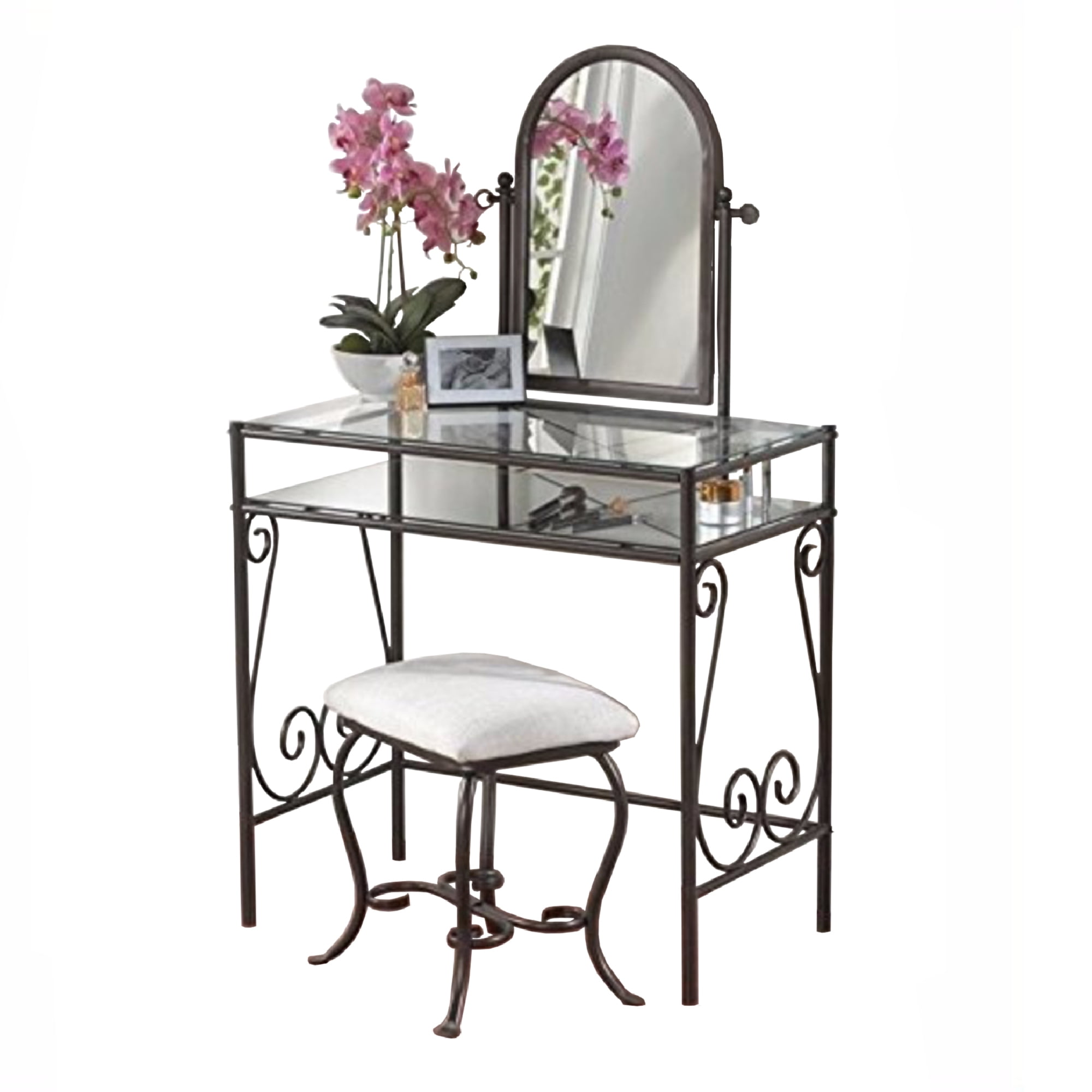 Linon Clarisse Metal Vanity Set