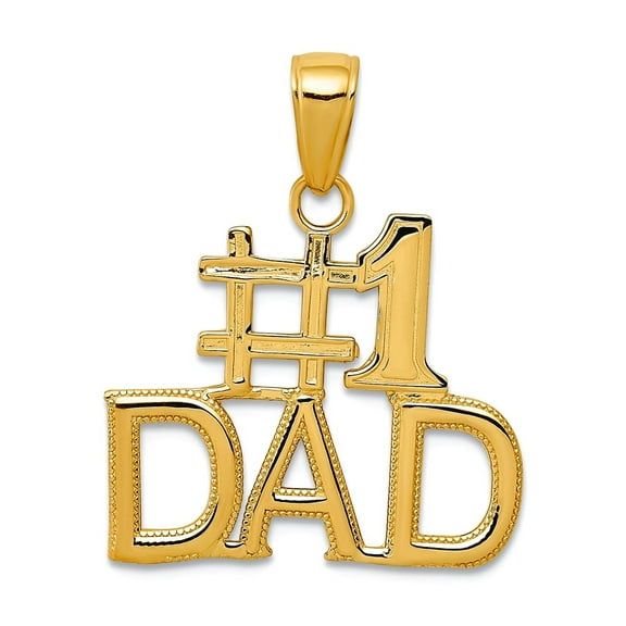 10k Gold Number 1 Dad Charm 23x20mm Wide Pendant Necklace for Women - 1.1 Grams