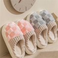 thumbnail image 2 of Kawaii Checkered Slippers Unisex Cute Fluffy Home Slippers Fuzzy Slippers, 2 of 6