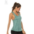 thumbnail image 4 of Gustave Women's Workout Yoga Tank Tops Quick Drying Racerback Tanks Fitness Running Athletic Loose Vest Solid Casual Sleeveless T-Shirts Activewear (Green, XL), 4 of 7