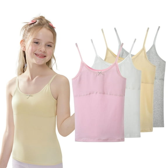 Jiaroutk Girls Camisole,4 PCS Girls Undershirts Cotton Training Bras for Girls 7-16 Years