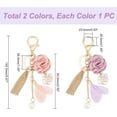 thumbnail image 5 of 2 Colors Flower Tassel Keychain Blossoming Rose Flower Pearl Car Keyring Holder for Women Cute Key Fob Purse Bag Charms Handbag Backpack Decoration Pendants Key Chain Accessories 5.6 Inch, 5 of 5