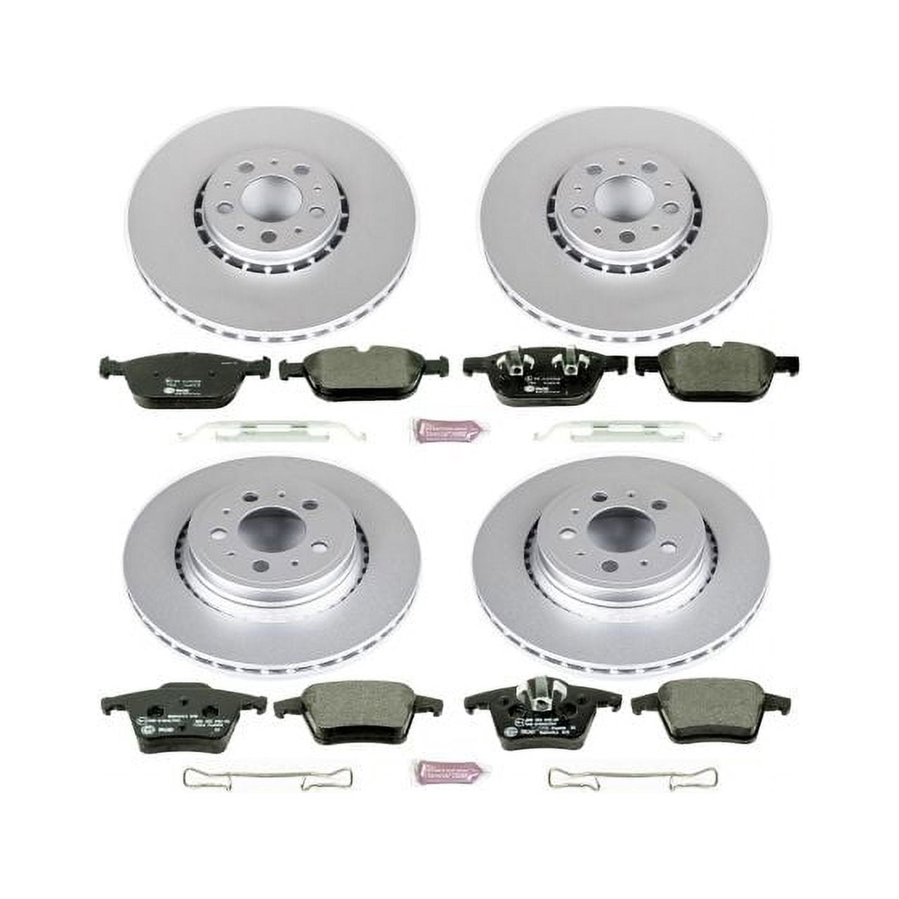 Power Stop Front and Rear Euro-Stop ECE-R90 Certified Brake Pad and Rotor Kit ESK5708 Fits 2008 Volvo XC90