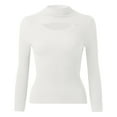 thumbnail image 4 of MESSUEN Turtleneck Sweater Women Ribbed Long Sleeve Tops for Women Open Weave Sweaters for Women Casual Tank Tops Womens Summer Shirts Women's Sweater Women Blouses Dressy Casual White One Size, 4 of 5