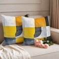 thumbnail image 2 of Yellow Grey Geometric Outdoor Waterproof Pillow Covers, Contemporary Abstract Oil Painted Decorative Square Throw Pillowcase Sofa Cushion Sham for Patio/Couch/Chair, 20"x20" 2 Pack, 2 of 8