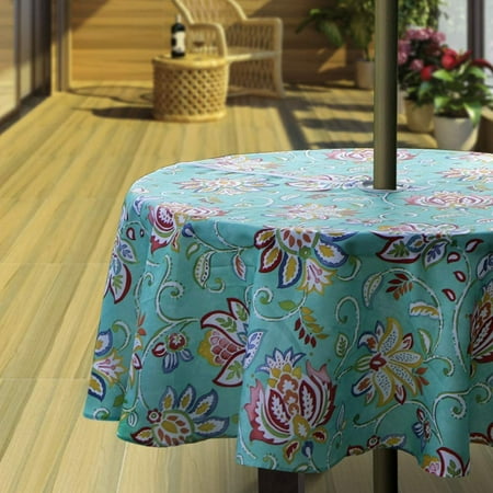 Heavyweight Stain Resistant Waterproof Outdoor Tablecloth With Umbrella Hole And Zipper 60 Inch Round Seats 4 People Om Zippered Canada Heavyweight Stain Resistant Waterproof, Outdoor Round Table Cloth With Zipper