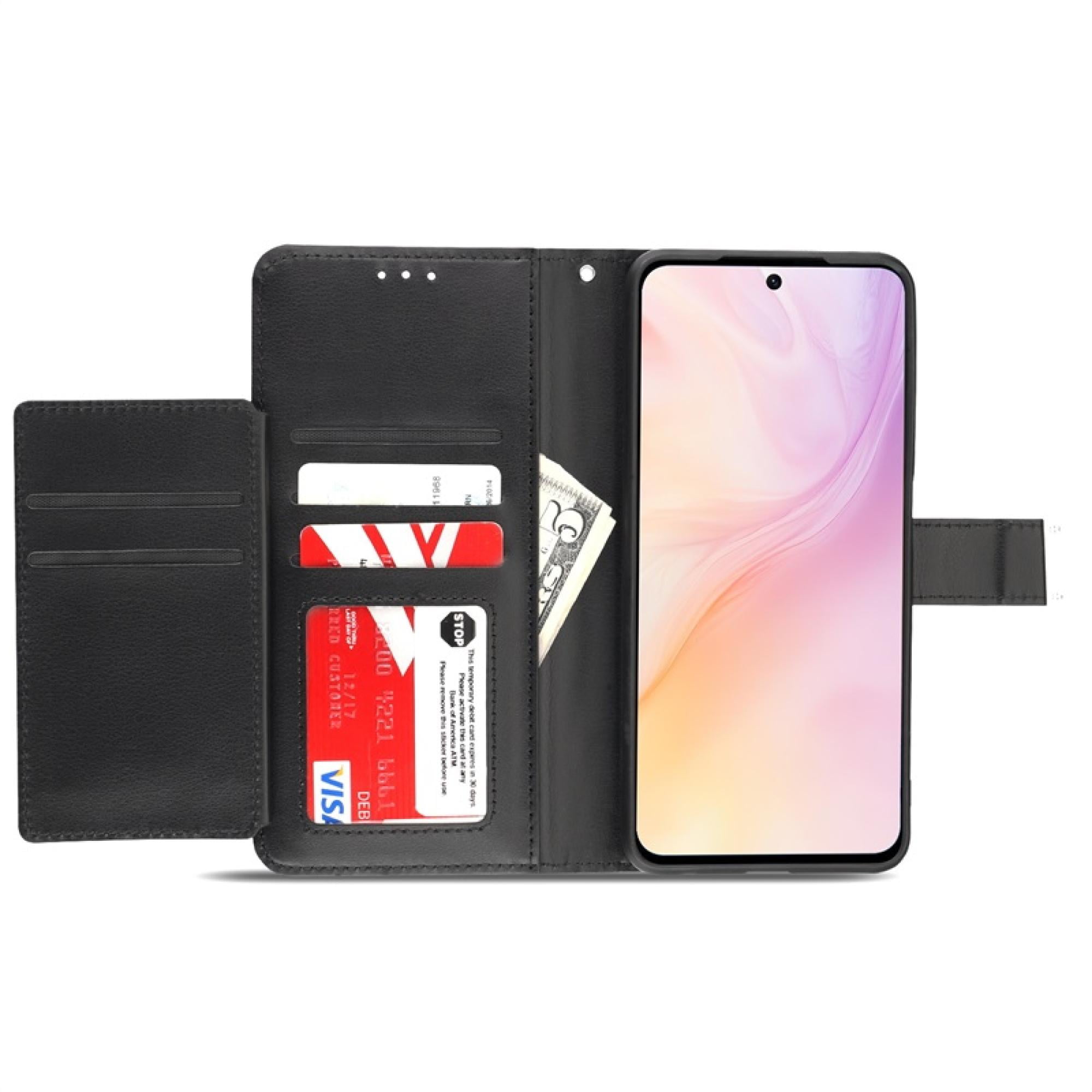 Wallet Case for Motorola Moto G 5G 2025 – Folio Cover with Card Slots, Stand Feature & Magnetic Closure – PU Leather Flip Phone Case – Black