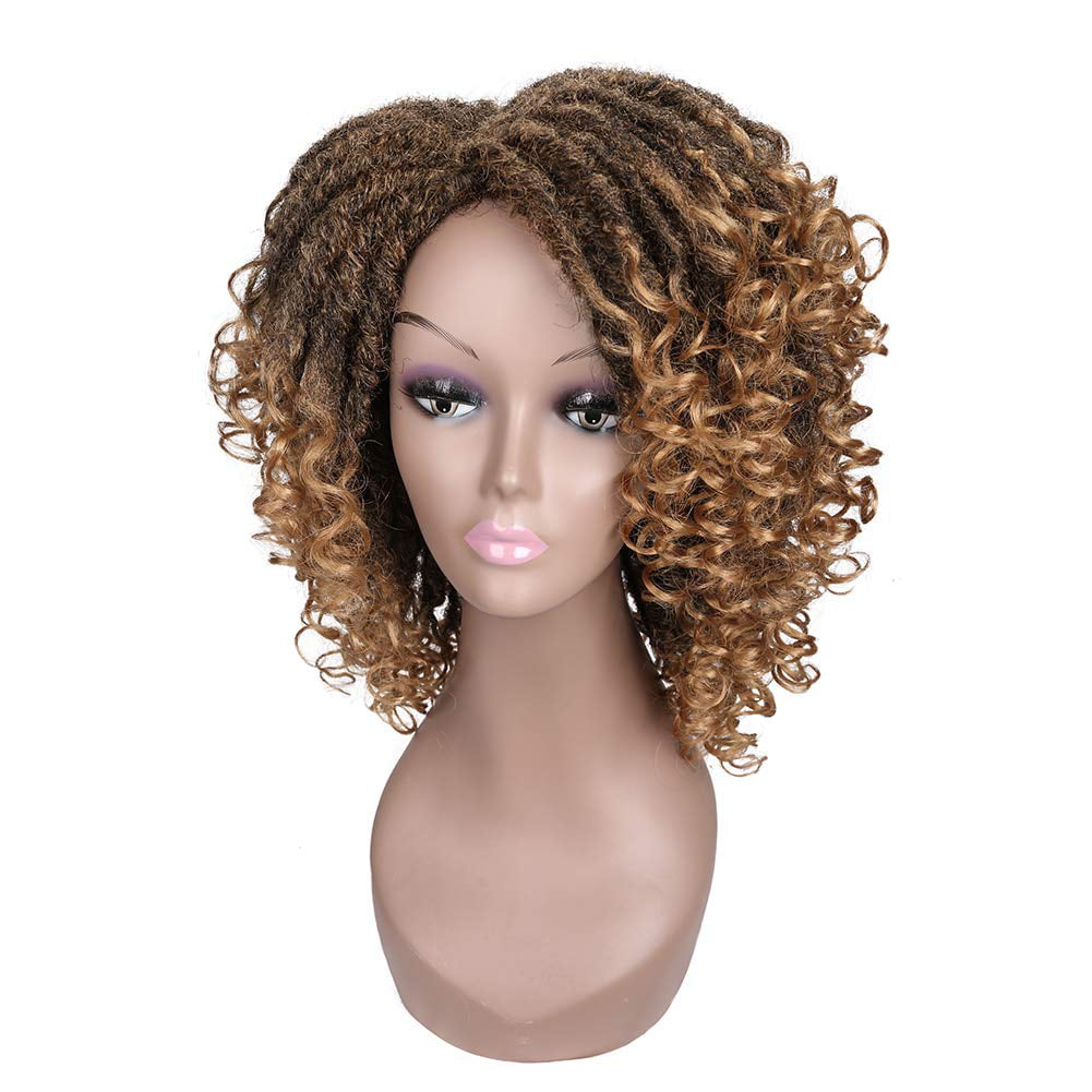 Dreadlock Wig Mixed Brown Color Short Twist Wigs for Black Women and Men  Afro Curly Synthetic Wig | Walmart Canada