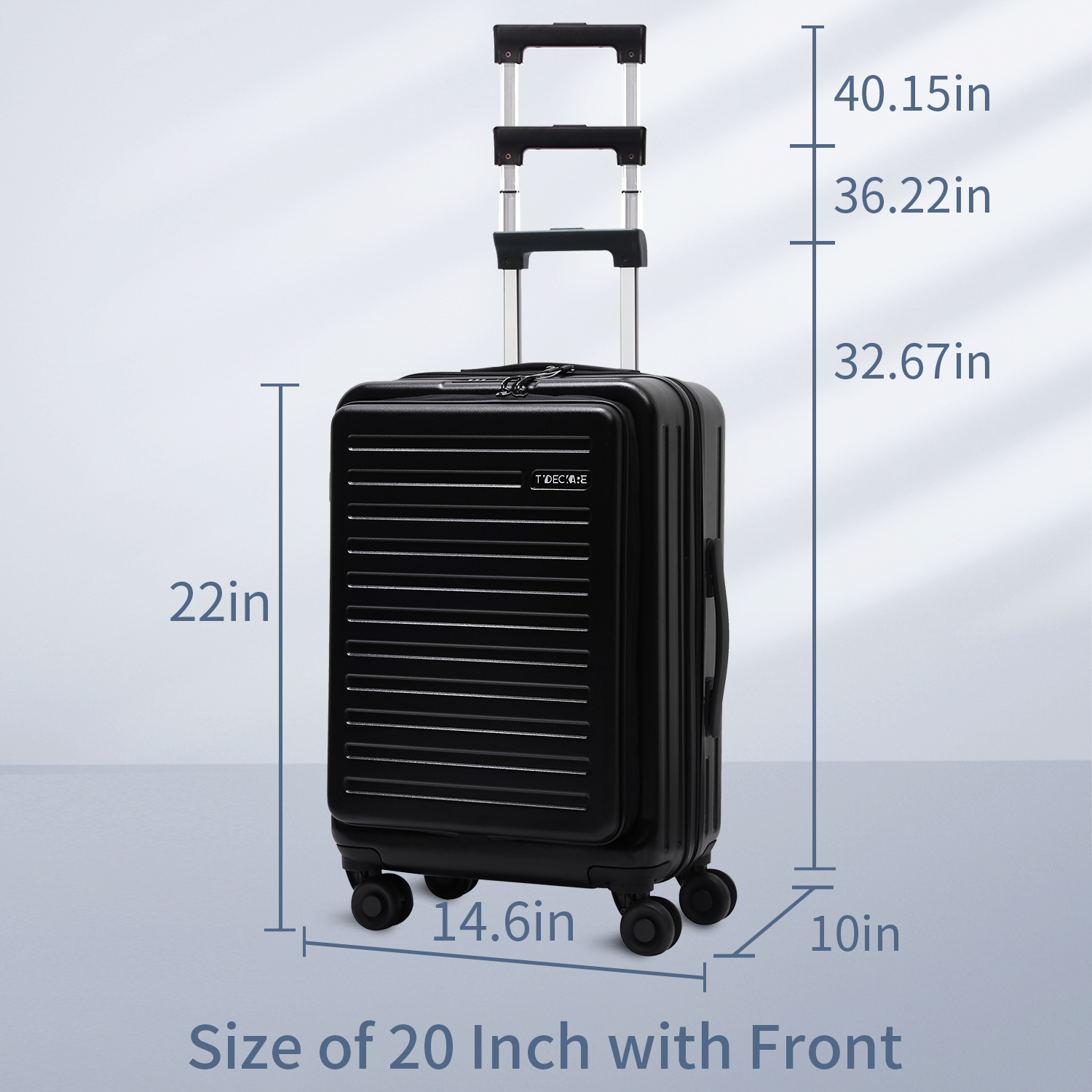 手数料安い TydeCkare 20 Inch Carrry On Luggage with Front Zipper Pocket, 45L,  Lightweight ABS PC Hardshell Suitcase TSA Lock Spinner Silent Wheels, Conve 