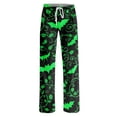 thumbnail image 5 of Halloween Costumes Pajama Pants Women Casual Drawstring Halloween Pumpkin Printed Bottoms Bat Cute Ghost Lightweight Stretchy Soft Pants Green 2XL, 5 of 6