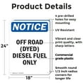 thumbnail image 2 of (2 Pack) Off Road (Dyed) Diesel Fuel Only OSHA Notice Sign 18 Inch X 24 Inch Plastic Sign, Weather Resistant, UV Protected for Workplace, Business, and Construction Site, Made in the, 2 of 8