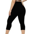 thumbnail image 5 of Lovskoo Capri Leggings for Women Quick Drying Solid Color Oversized Tight Elastic Comfortable Fitness Capris Yoga Lounge Pants Black, 5 of 7
