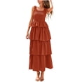 thumbnail image 1 of Ovzne Robes Grande Taille pour Femmes Courbes Robe d'Été Sans Manches Midi Col Rond Débardeur Smocké Ligne A Superposée Plage Fluide Longue Robe de Printemps Transparente, 1 of 5