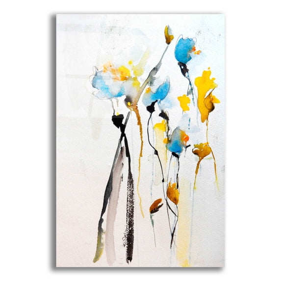 Epic Art 'Blue Flowers II' by Jessica Mingo, Acrylic Glass Wall Art, 16"x24"
