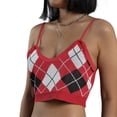 thumbnail image 6 of Biekopu Women's Sexy Argyle Printed Camisole, Sleeveless Spaghetti Strap Knitted Crop Cami Tops, 6 of 10