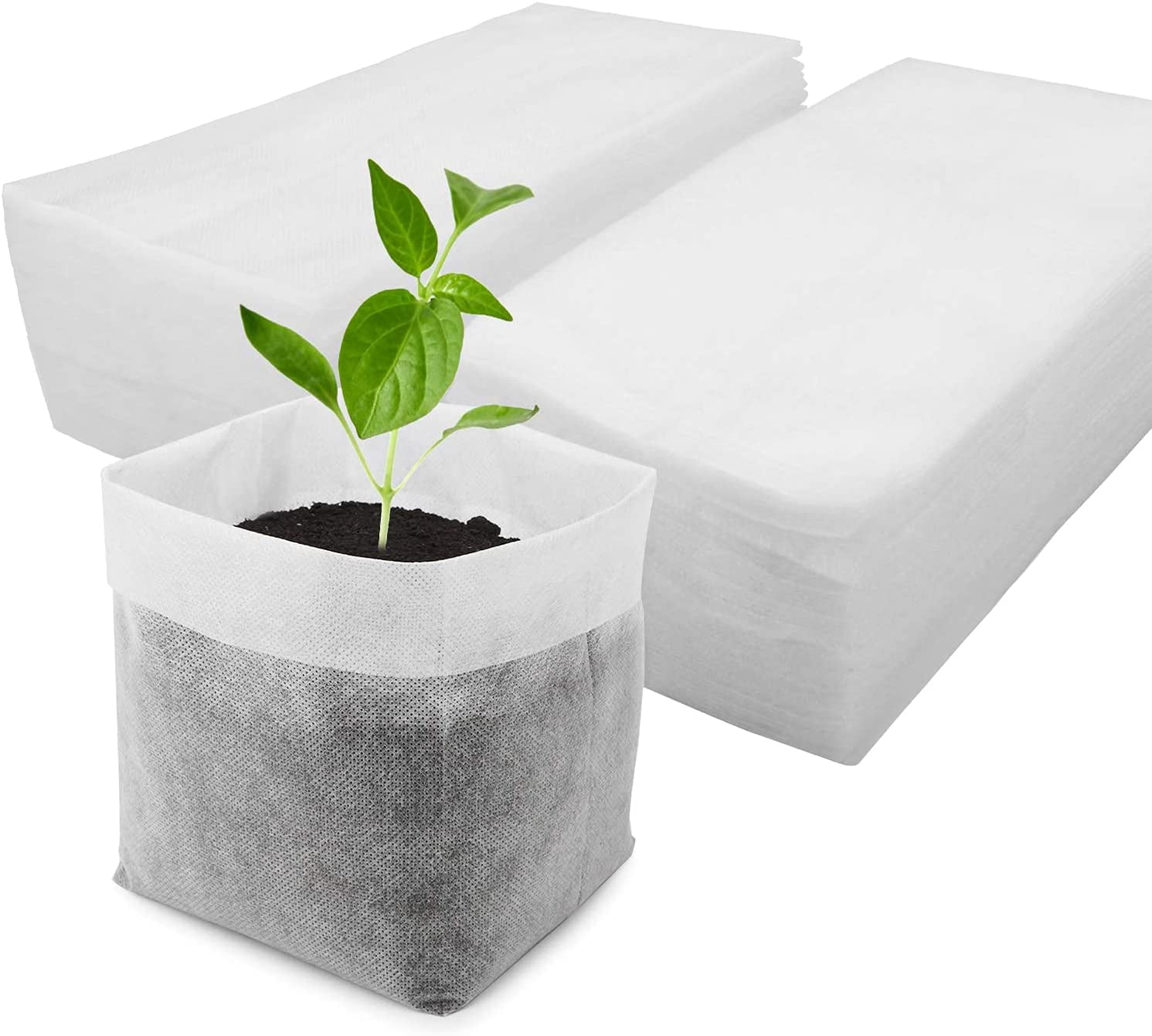 100pcs Nursery Pots Plant Seedling Raising Non-Woven Bags Plant Pouch Garden 
