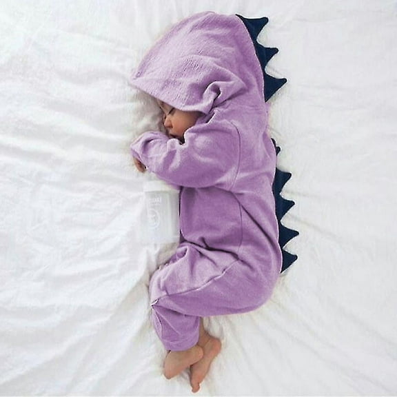 Newborn Infant Baby Boys Girls Dinosaur Hooded Romper Jumpsuit Pajamas Nightwear
