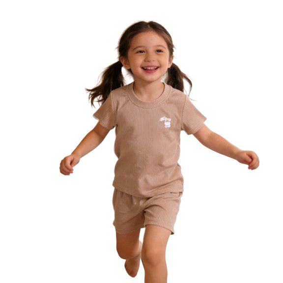 Bysome Boys Outfit Set Graphic Print Short Sleeve Crew Neck Shirts With Solid Color Shorts Outfit Quick Dry Boys Set Size 18-24 Months Brown