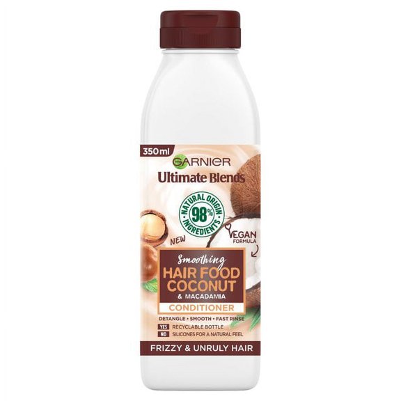 Garnier Ultimate Blends Smoothing Hair Food Coconut Conditioner Frizzy Hair - European Version NOT North American Variety - Imported from United Kingdom by Sentogo - SOLD AS A 2 PACK-DEL
