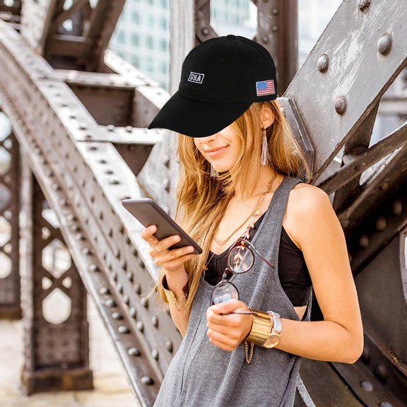 Supvox Black Unisex Baseball Cap with Patriotic Embroidered Design