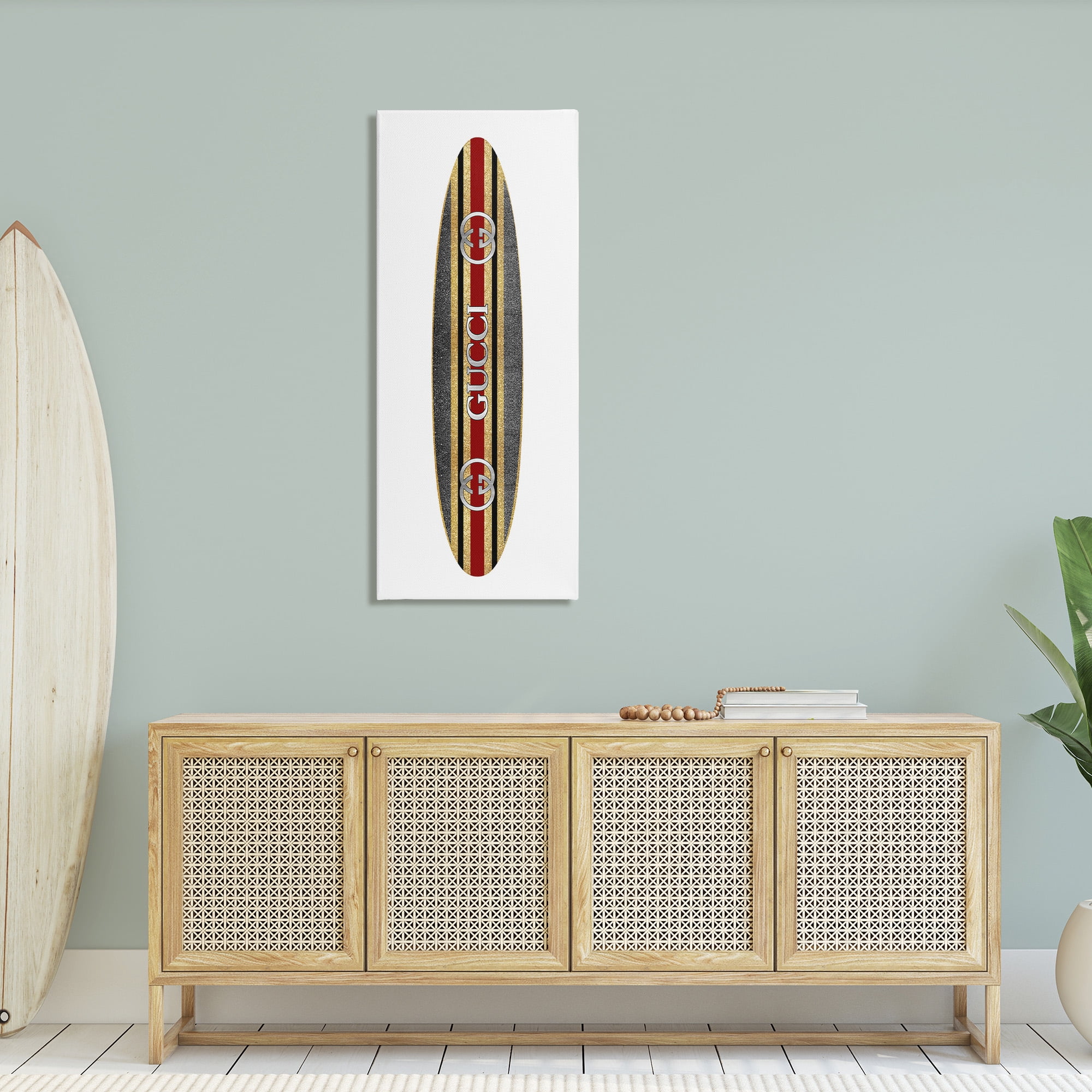 Stupell Industries Fashion Brand Surfboard Nature Painting Gallery Wrapped Canvas Art Print Wall Art, 20 x 48