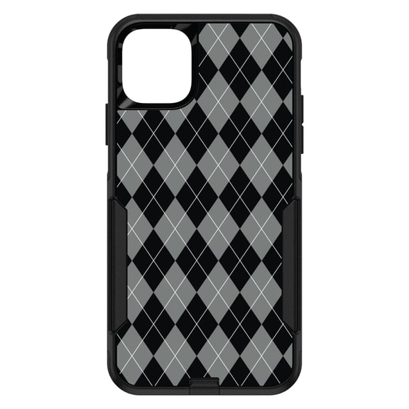 DistinctInk Custom SKIN / DECAL compatible with OtterBox Commuter for iPhone 11 Pro MAX (6.5" Screen) - Black Grey White Argyle