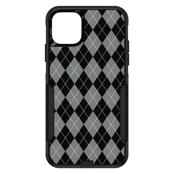 DistinctInk Custom SKIN / DECAL compatible with OtterBox Commuter for iPhone 11 (6.1" Screen) - Black Grey White Argyle