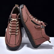Mens Barefoot Wide Toe Combat Boots Vintage Casual Stitching Leather Zip up Walking Shoes Fashion Sneakers Ankle Booties