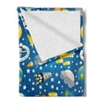 thumbnail image 2 of Space Soft Flannel Fleece Throw Blanket, Alien and Human Astronaut Space with Shooting Stars Moon and Earth Image, Cozy Plush for Indoor and Outdoor Use, 60" x 80", Blue Grey Yellow, by Ambesonne, 2 of 5