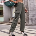 thumbnail image 5 of Parachute Pants For Women Drawstring Elastic Waist Ruched Baggy Cargo Pants Multiple Pockets Jogger Pant Womens Pants Suite Casual Work Pants Women Straight Leg Dress Pants for Women Business Casual, 5 of 6
